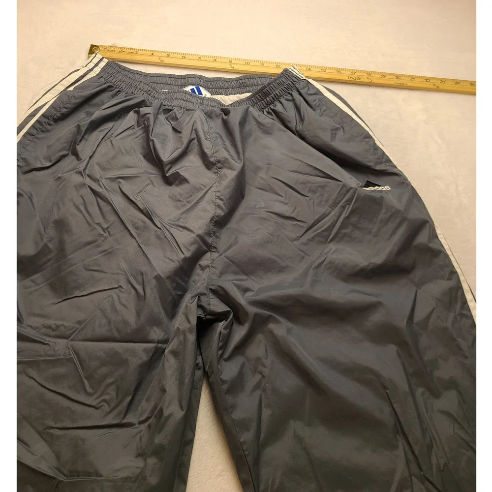 Adidas Vintage Wind Pants Gray White Stripe Track‎ Pants Men's XL  Nylon